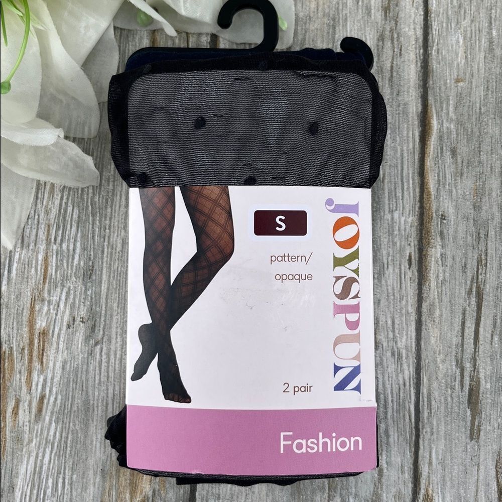 Women's High Waist Opaque and Dotted Sheer Tights Pantyhose 2-Pack, Sizes S